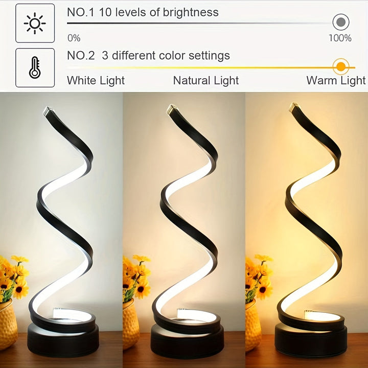 Spiralformet LED Bordlampe med Varmt Lys