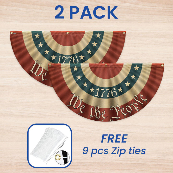 1776 Vi Folket Dobbelt-Sidet Amerikansk Flag Bunting i Lærred
