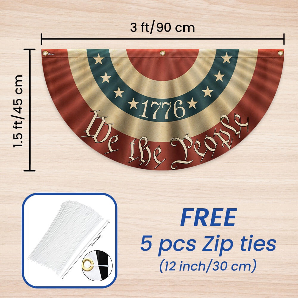 1776 Vi Folket Dobbelt-Sidet Amerikansk Flag Bunting i Lærred