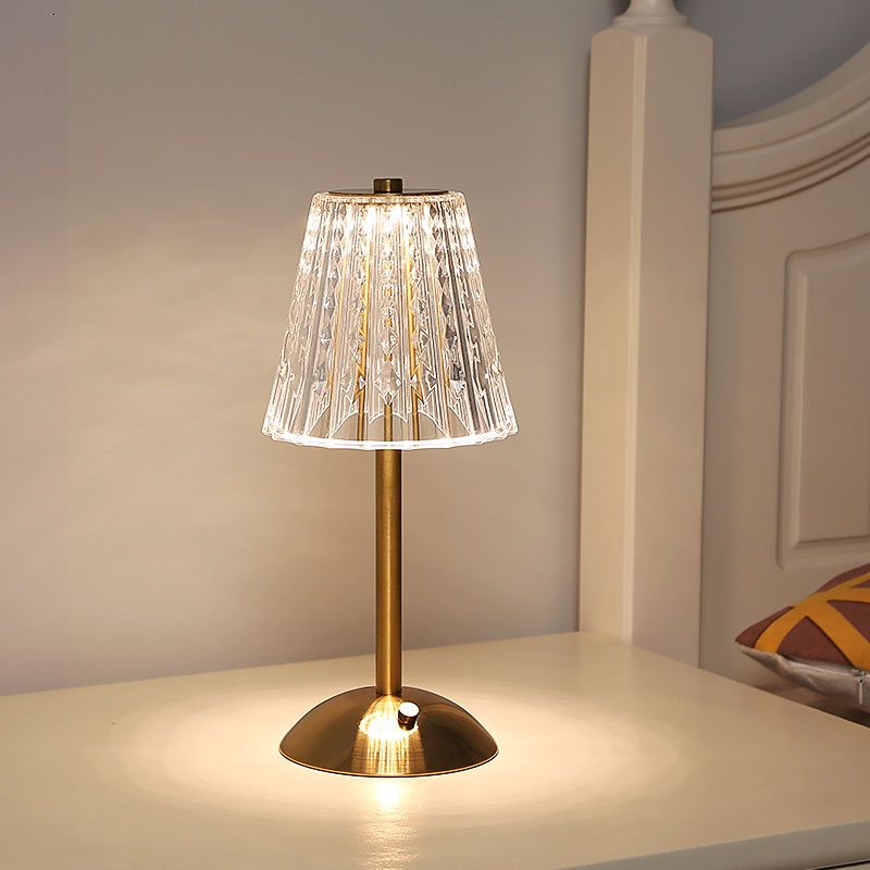 Vintage Krystal LED Bordlampe med Justerbar Lysstyrke