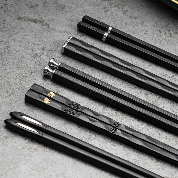 Elegant Legering Spisepinde Sæt - 5 Par, Holdbar og Hygiejnisk