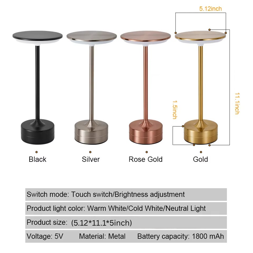 USB Genopladelig Touch Sensor LED Lampe med Justerbar Lysstyrke