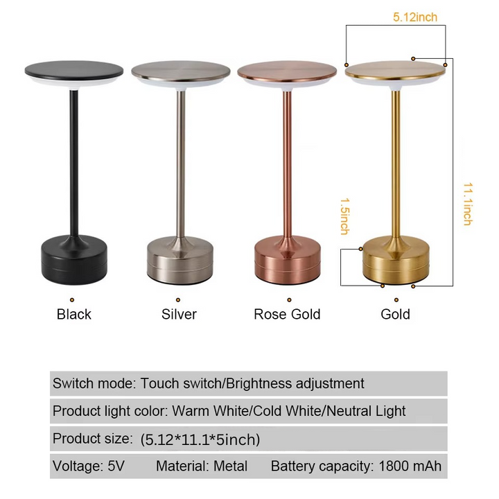USB Genopladelig Touch Sensor LED Lampe med Justerbar Lysstyrke
