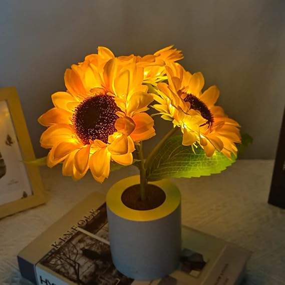 LED Solsikke Bordlampe med USB - Naturinspireret Belysning