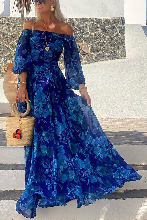 Cosette | Blomster Off-Shoulder Maxi Kjole til Bryllupsgæster - Kvinder