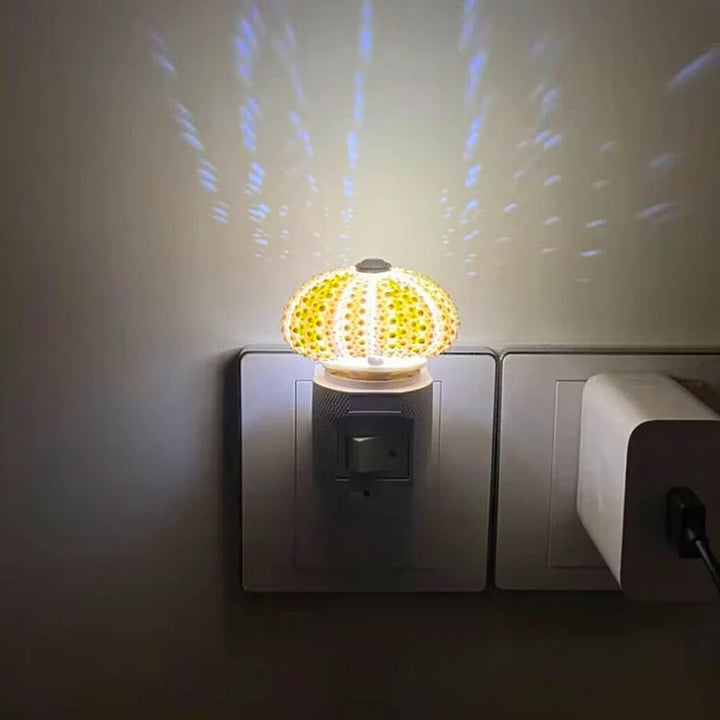DIY Bordlampe med Naturlig Søpindsvin Skal og Guldbase