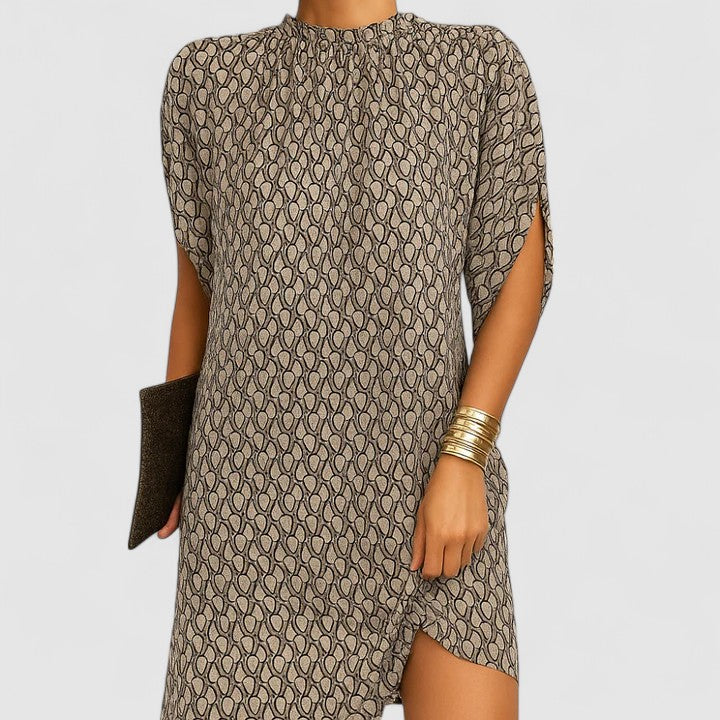 Rosie | Kvinders Mock Neck Batwing Split Ærme Midi Kjole