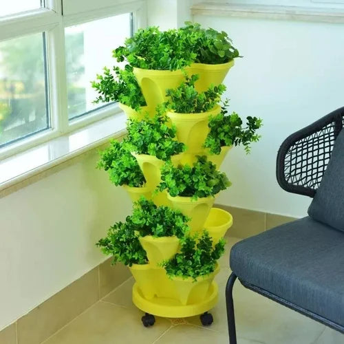 Vertikalt Haveplantesystem i Holdbar Plast - Pladsbesparende PlantStack
