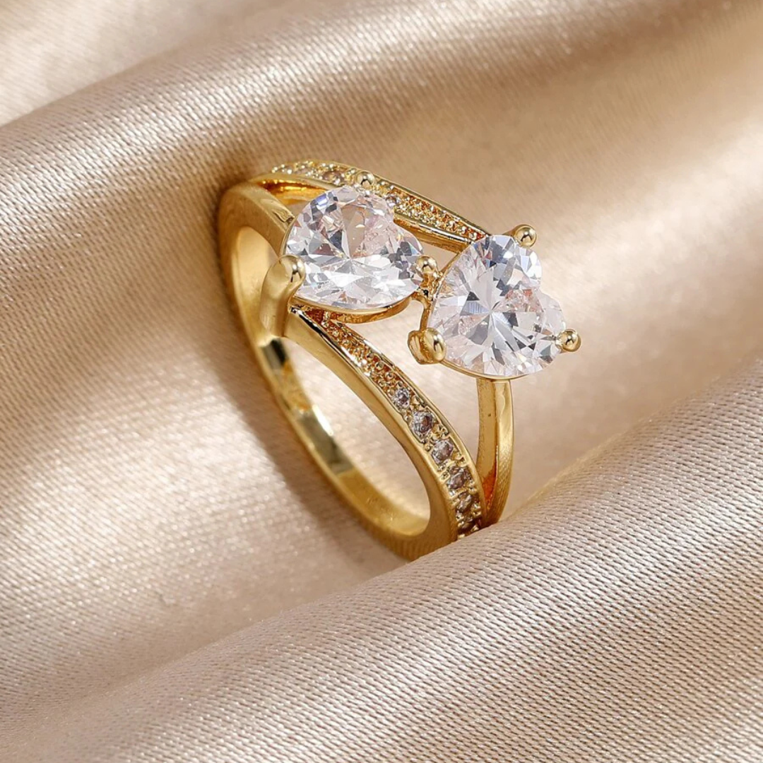 Guld Toi et Moi Ring med Pæreformede Sten