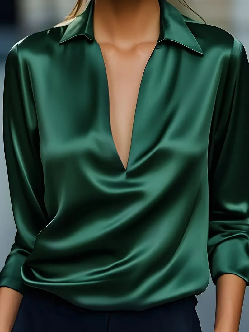 Eva™ | Luksus Satin V-Hals Bluse