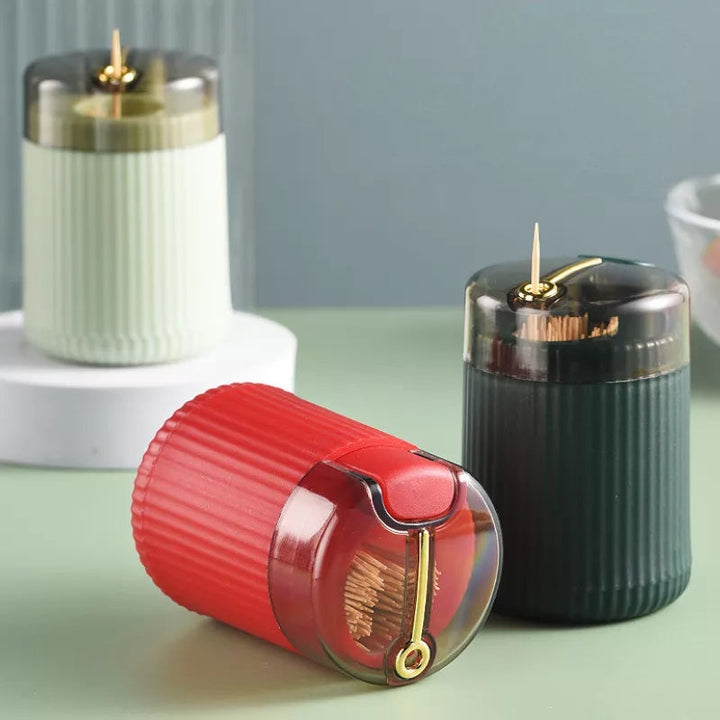 Nordisk Tandstikdispenser med Trykudløsningsdesign - Grøn, Lys Grøn, Rød