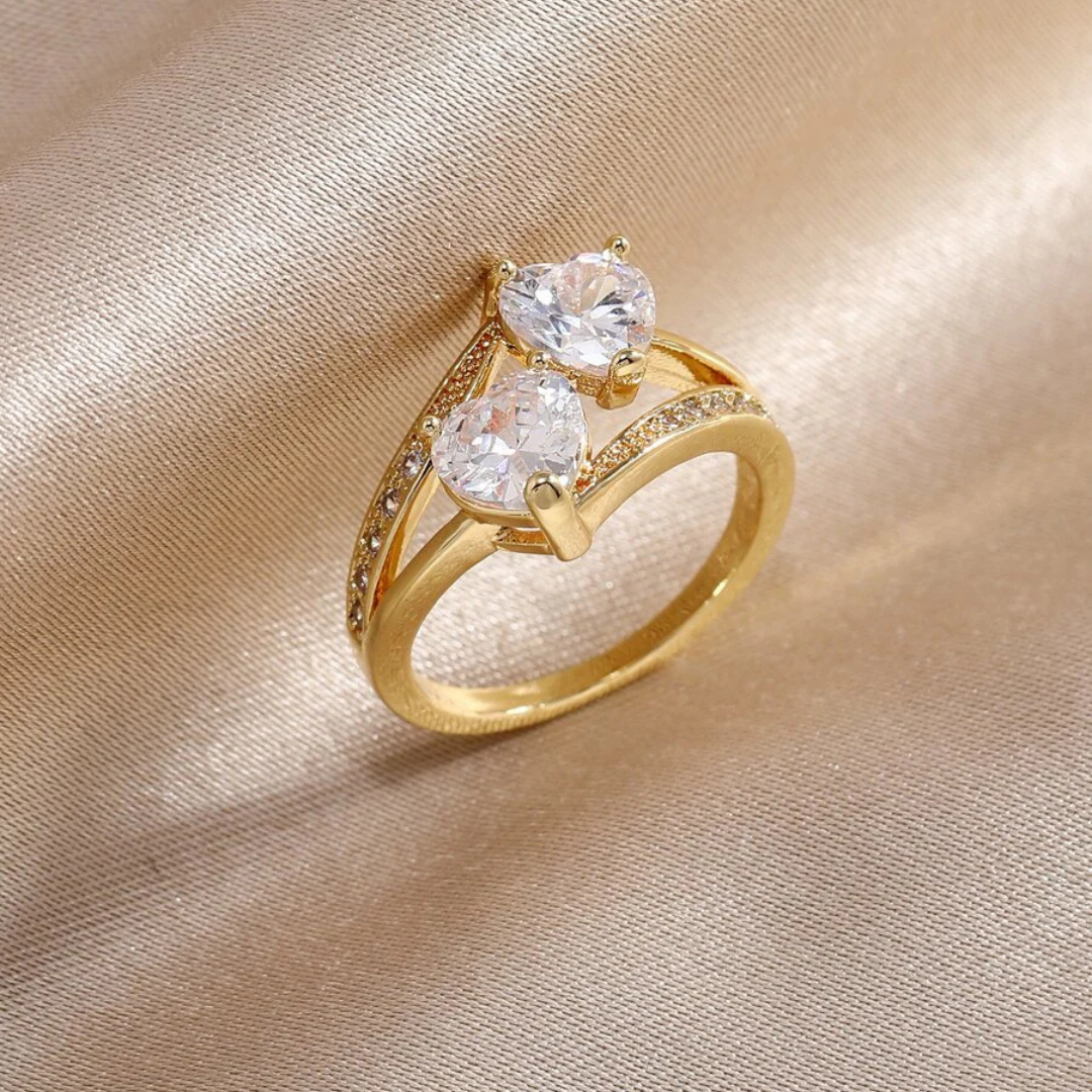 Guld Toi et Moi Ring med Pæreformede Sten