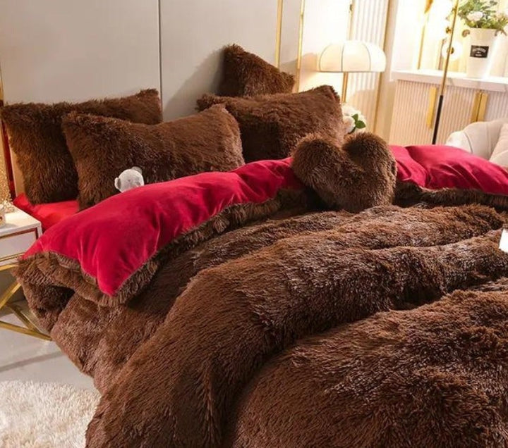 Luksus Plush Dynecover Sæt med Lynlås og Hjørnestraps