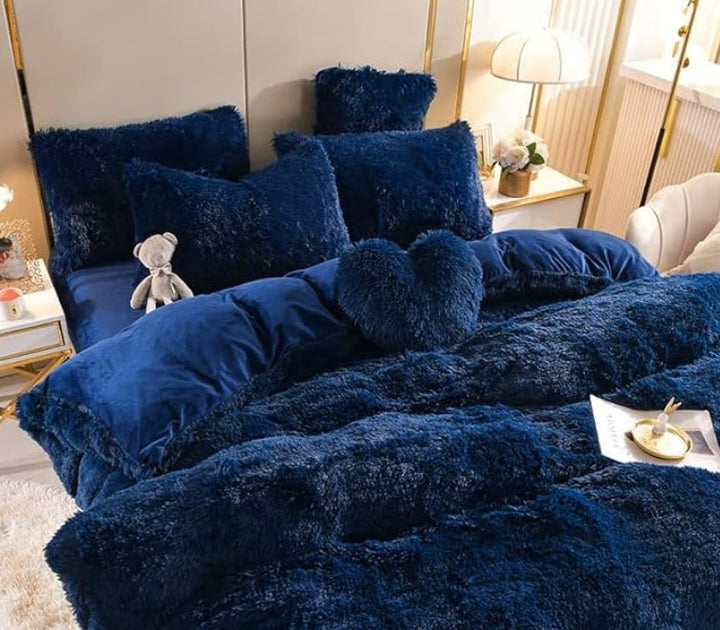 Luksus Plush Dynecover Sæt med Lynlås og Hjørnestraps