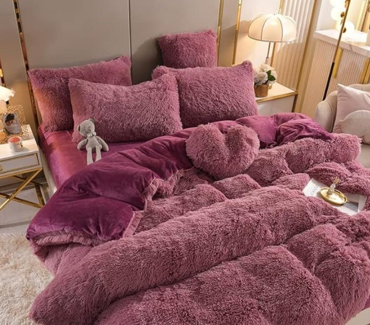 Luksus Plush Dynecover Sæt med Lynlås og Hjørnestraps