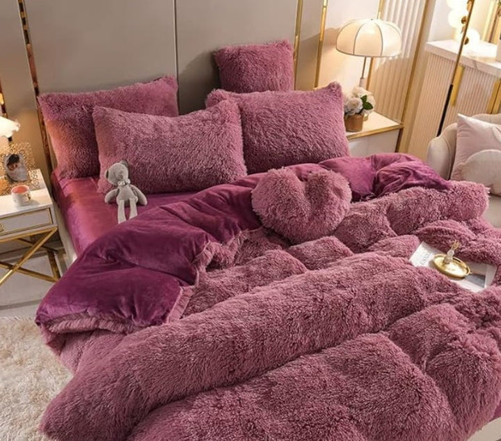 Luksus Plush Dynecover Sæt med Lynlås og Hjørnestraps