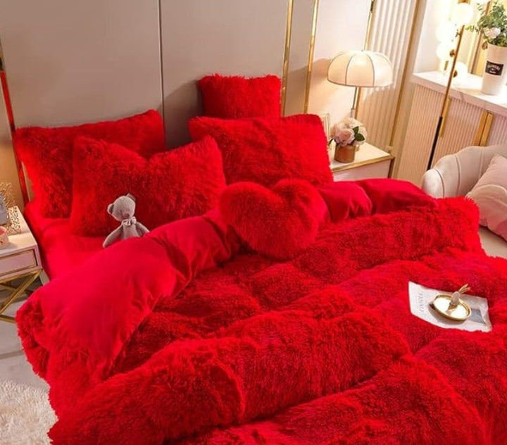 Luksus Plush Dynecover Sæt med Lynlås og Hjørnestraps