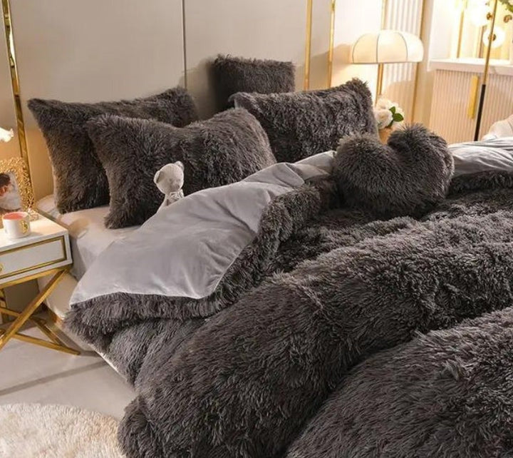 Luksus Plush Dynecover Sæt med Lynlås og Hjørnestraps