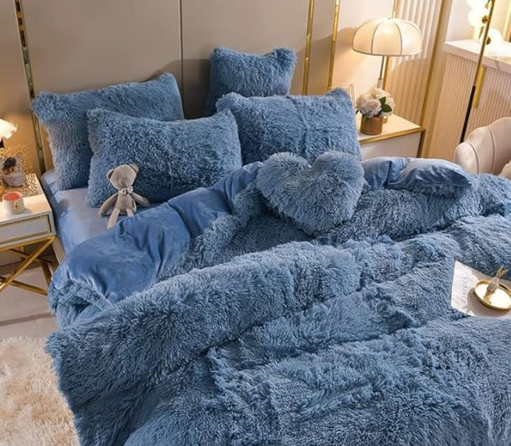 Luksus Plush Dynecover Sæt med Lynlås og Hjørnestraps