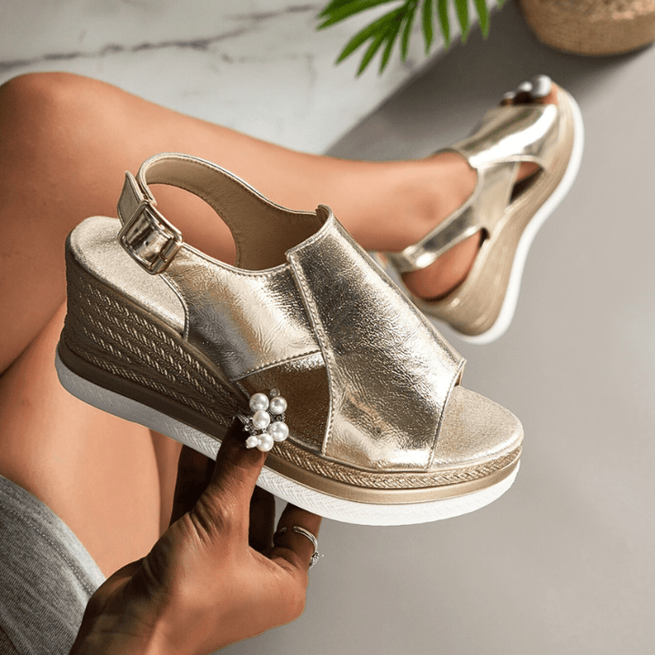 Stefanie | Dame Metalliske Platform Komfort Sandaler