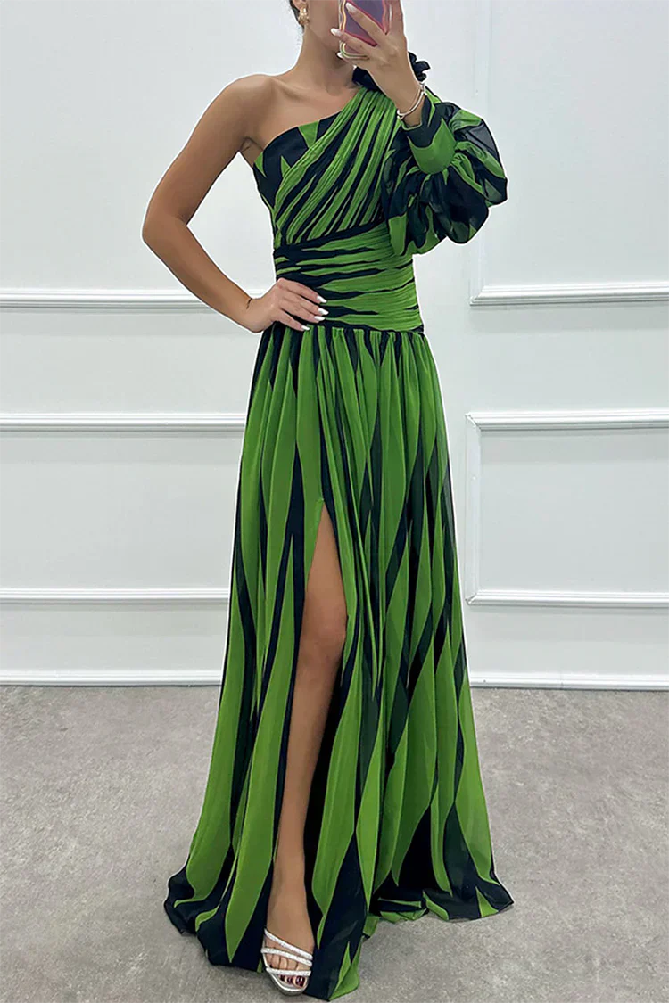 Cordelia | Kvinders Bryllupsgæst One Shoulder Asymmetrisk Maxi Kjole
