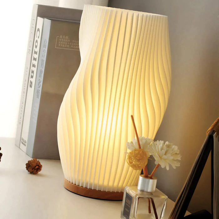 Dimmbar Plisseret Bordlampe med USB og Justerbart Lys