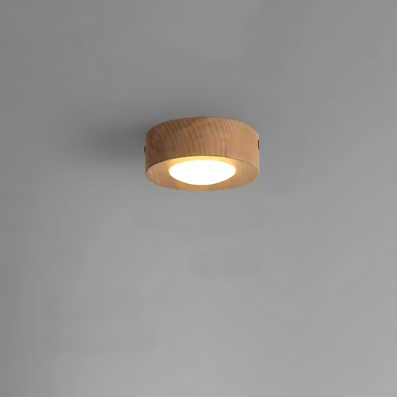 Valnød Loftlampe med Integreret LED Belysning