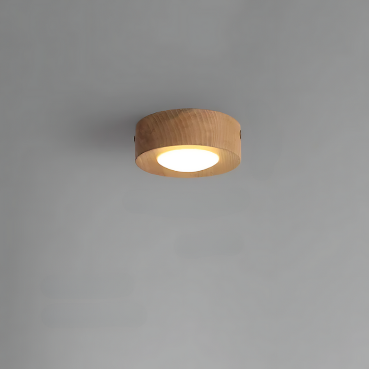 Valnød Loftlampe med Integreret LED Belysning