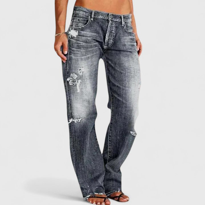 Sadie | Kvinders Lavtaljede Slidte Straight Leg Jeans