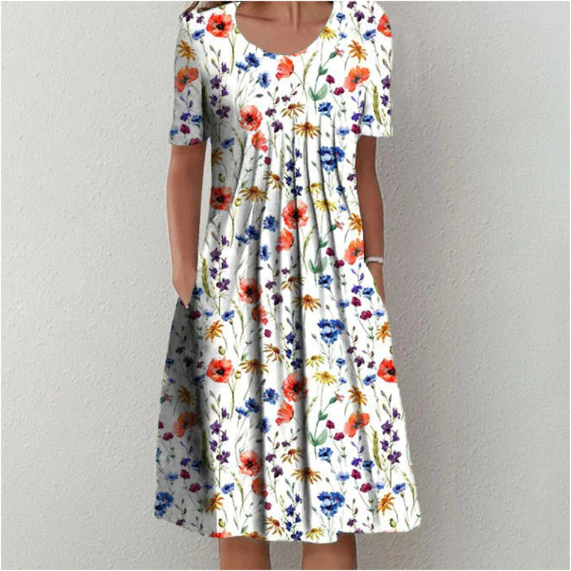 Gwendolyn™ | Stilfuld og Casual Blomsterkjole med Lommer