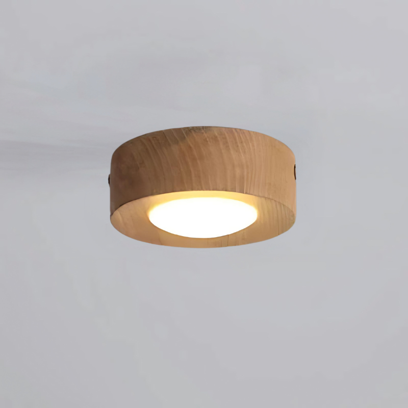 Stilfuld Valnøddetræ LED Loftlampe med Varmt Lys