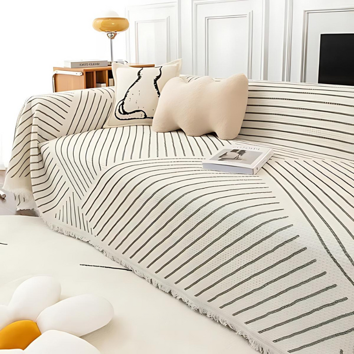 Stilfuldt Frynse Sofa Dække i Polyester - Flere Farver