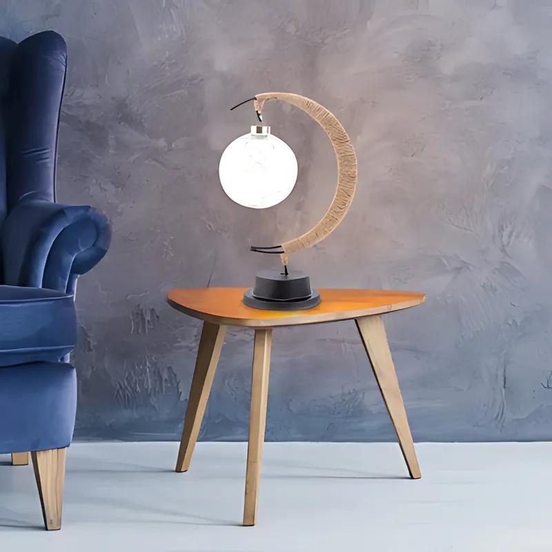 Elegant Glas LED Bordlampe med Månelys Design