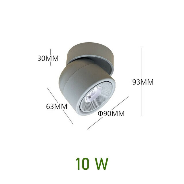 Dæmpbar Minimalistisk LED Spotlys med 340-Grad Rotation i Aluminium