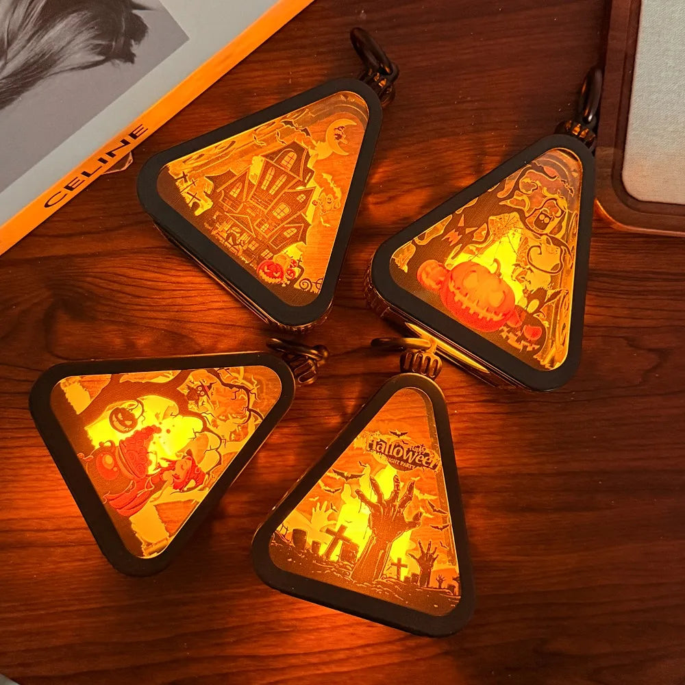 Trekantet Halloween Bordlampe med Spooky Motiver