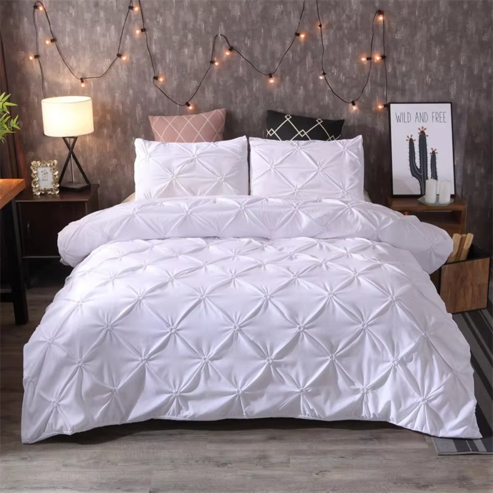 Pintuck Duvet Cover Sæt i Mikrofiber - 3 Stykker