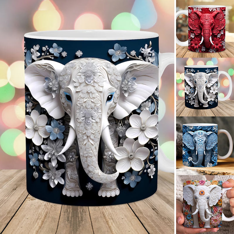 3D Elefant Keramisk Kaffe Kop - Personliggørbar Rejsekop