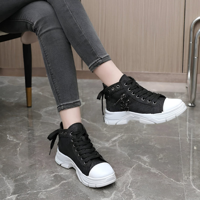 Chunky Sole High Sneakers with Decorative Details