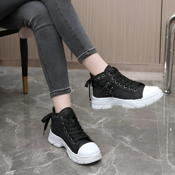Chunky Sole High Sneakers with Decorative Details