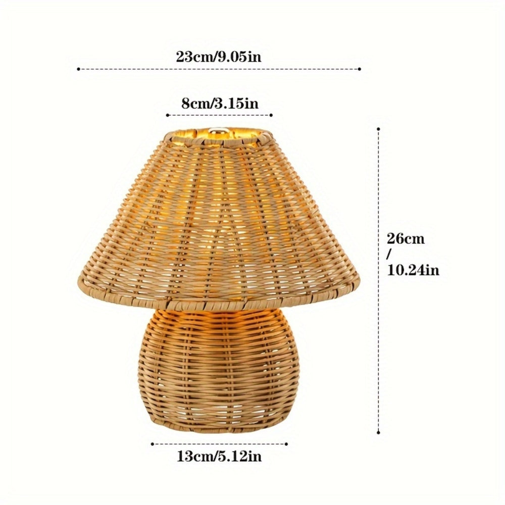 Håndlavet Rattan Bordlampe med Varm Belysning