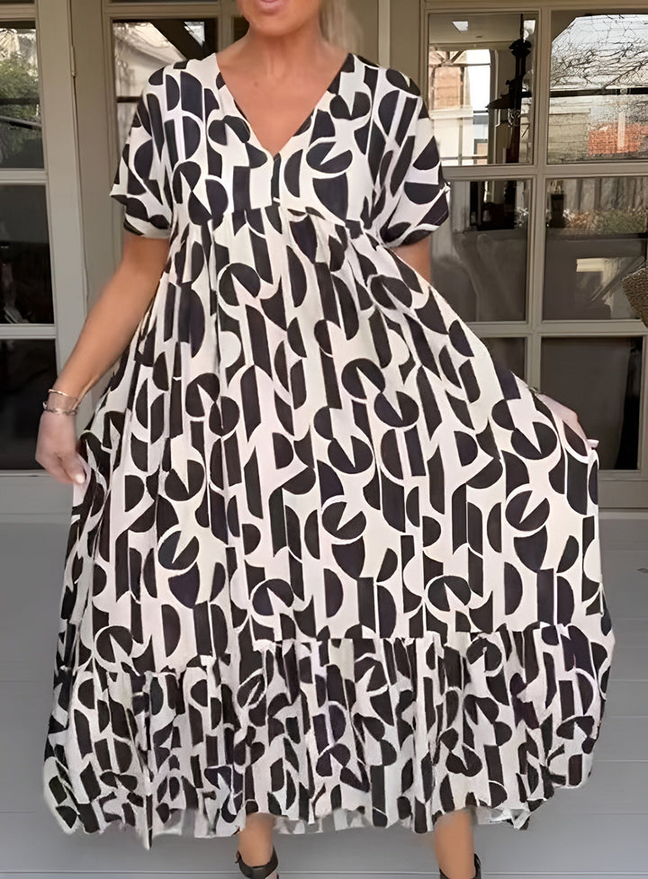 Perle | Kvinders V-Hals Flowy Draperet Midi Kjole Aften