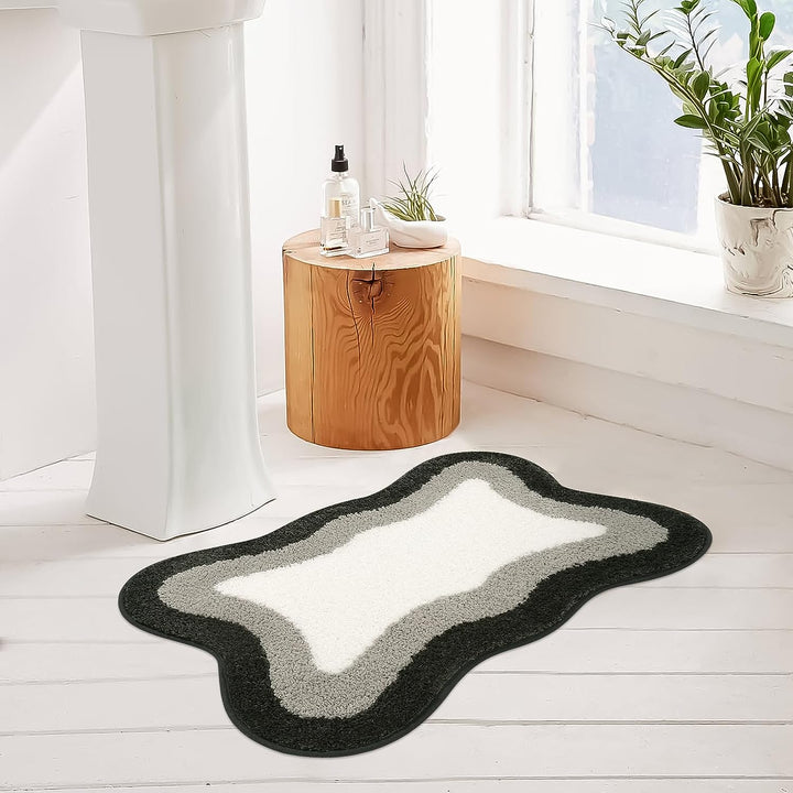 Skridsikker Badeværelse Måtte med Blød Microfiber Top i Sort Gradient