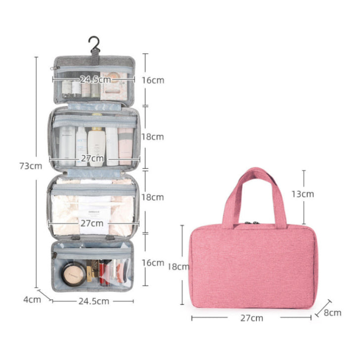 Kompakt Rejse Kosmetik Organizer med 4 Rum og Gennemsigtige Sider