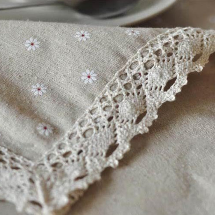 Daisy Print Bomulds-Linned Dækkeserviet med Elegant Design
