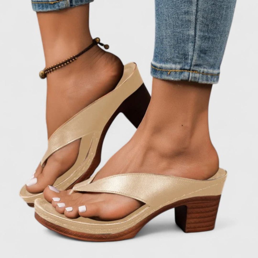 Birgit | Dame Chunky Heel Tåsplit Sandaler