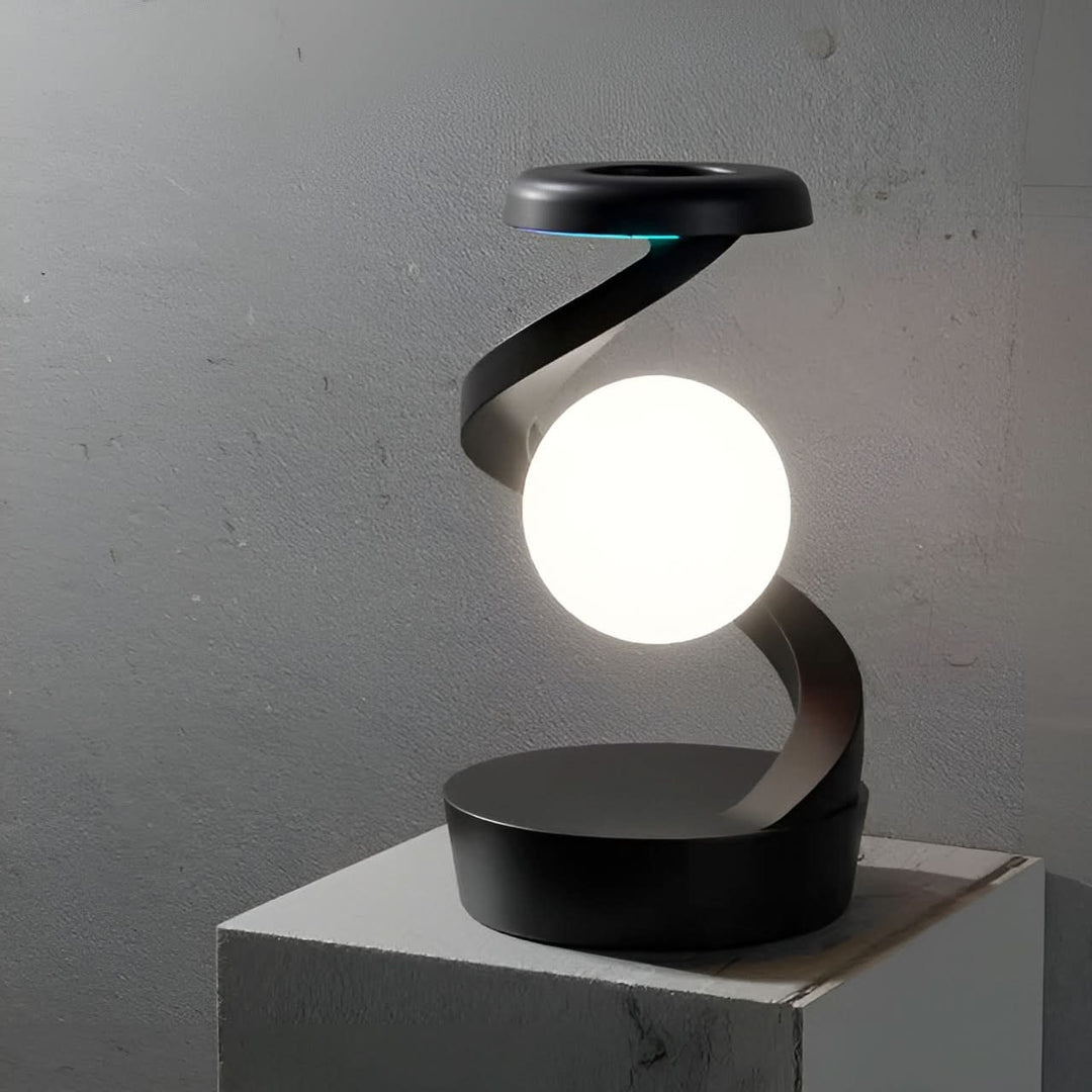 Moderne LED Bordlampe med Svævende Lys og Trådløs Opladning