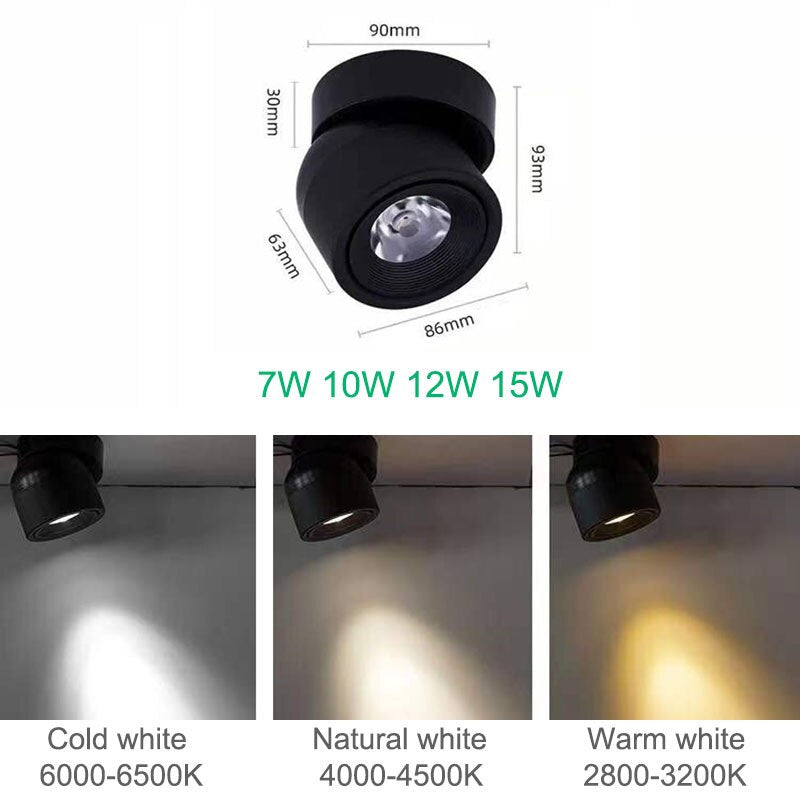 Dæmpbar Minimalistisk LED Spotlys med 340-Grad Rotation i Aluminium