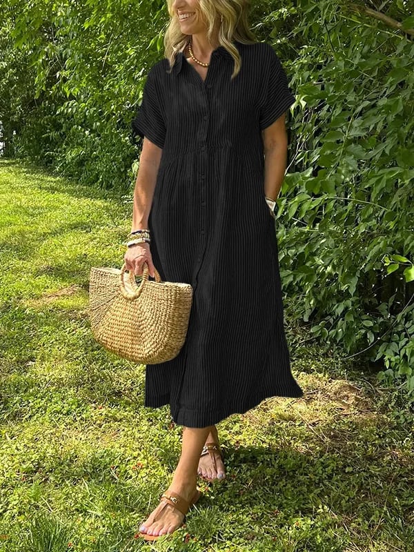 Corinne™ | Stribet Skjorte med Knapper