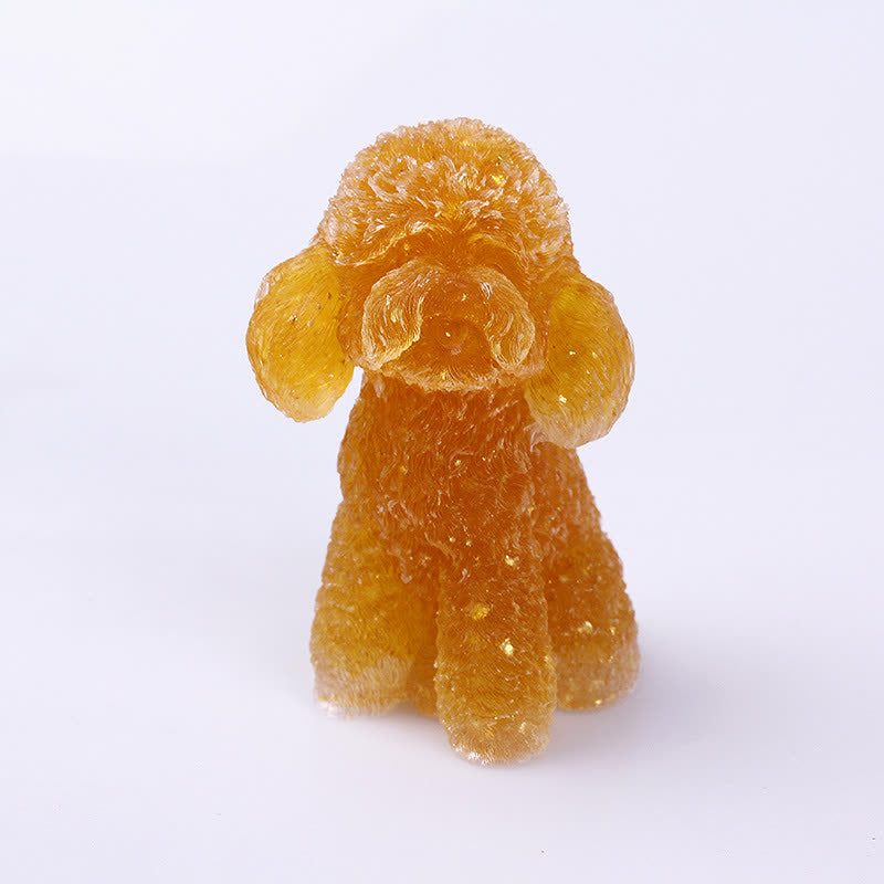 Naturligt Krystal Poodle Sten Ornament i Ædelsten
