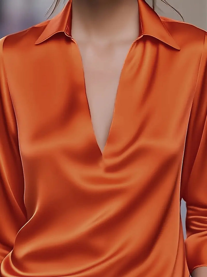 Eva™ | Luksus Satin V-Hals Bluse